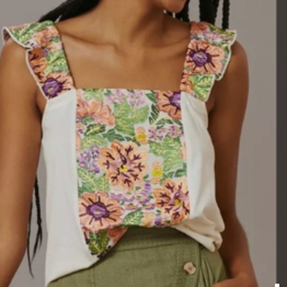 Tiny Anthropologie Marin Embroidered Tank Top sz XS